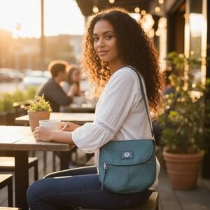 Relic By Fossil Blue Faux Leather Crossbody Bag Purse